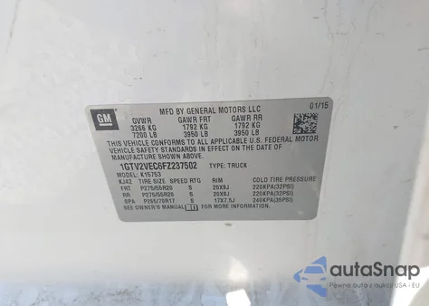 2015 GMC Sierra 1500 Slt из США, поврежденный, VIN 1GTV2VEC6FZ237502